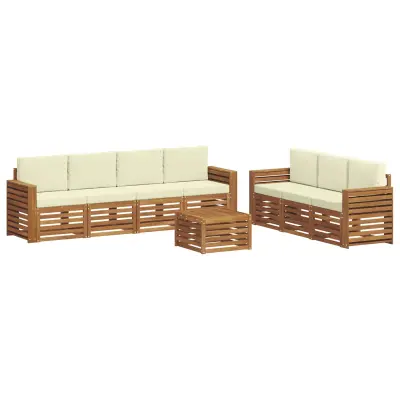 vidaXL Sedežne garniture 8 pcs Naravna in smetana Masiven les akacije
