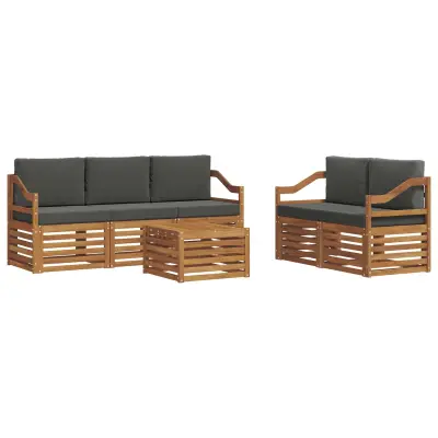 vidaXL Sedežne garniture z blazino 6 pcs Naravna in antracitna