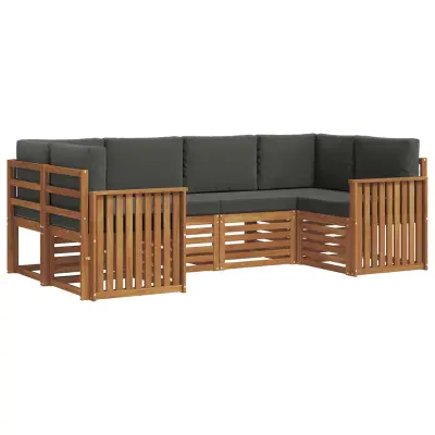vidaXL Kotna sedežna garnitura z blazino 6 pcs Naravna in antracitna
