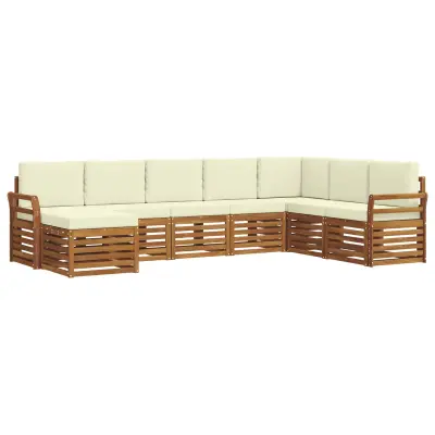 vidaXL Zunanja garnitura za sedenje z blazino 8 pcs Naravna in smetana