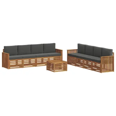 vidaXL Sedežne garniture z blazino 9 pcs Naravna in antracitna