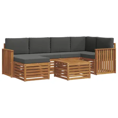 vidaXL Kotna sedežna garnitura z blazino 7 pcs Naravna in antracitna