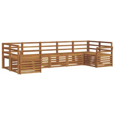 vidaXL Kotna sedežna garnitura 7 pcs Naravna