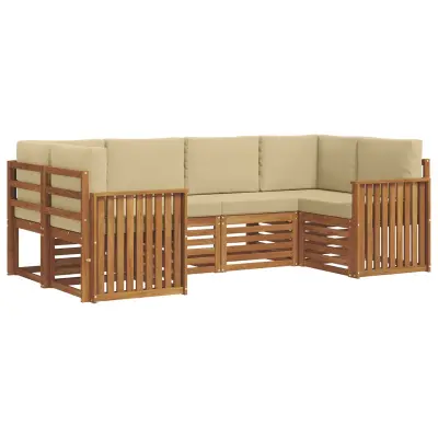vidaXL Kotna sedežna garnitura z blazino 6 pcs Naravna