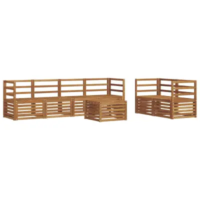 vidaXL Zunanja garnitura za sedenje 7 pcs Naravna Masiven les akacije
