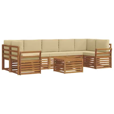 vidaXL Zunanja garnitura za sedenje z blazino 8 pcs Naravna in bež