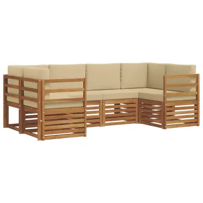 vidaXL Kotna sedežna garnitura z blazino 6 pcs Naravna