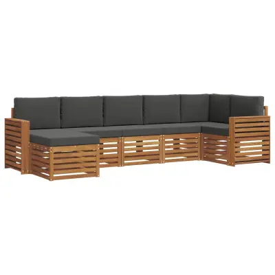 vidaXL Kotna sedežna garnitura z blazino 7 pcs Naravna in antracitna