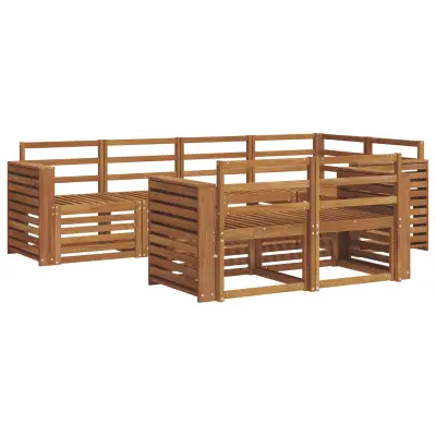 vidaXL Kotna sedežna garnitura 7 pcs Naravna