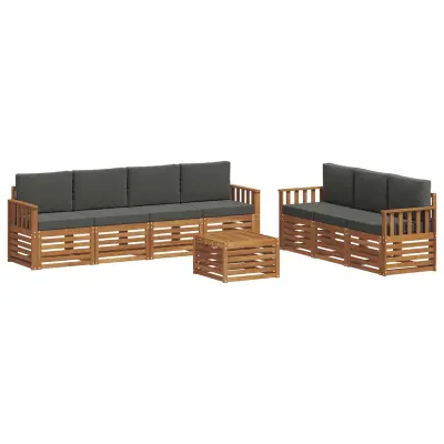 vidaXL Sedežne garniture z blazino 8 pcs Naravna in antracitna