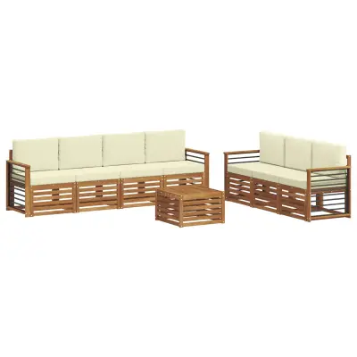 vidaXL Sedežne garniture 8 pcs Naravna in smetana Masiven les akacije