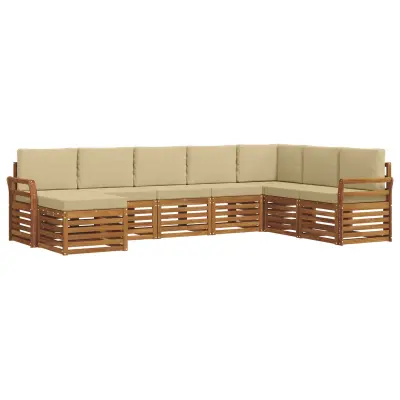 vidaXL Zunanja garnitura za sedenje z blazino 8 pcs Naravna in bež