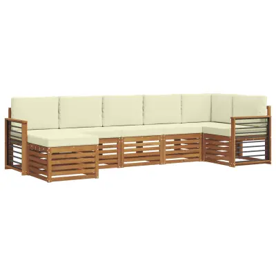 vidaXL Kotna sedežna garnitura z blazino 7 pcs Naravna in smetana