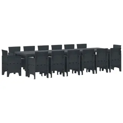 vidaXL Komplet za jedilnico v vrtu 15 pcs Antracit Polt rattan