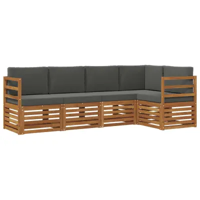 vidaXL Kotna sedežna garnitura z blazino 5 pcs Naravna in antracitna