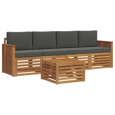 vidaXL Sedežne garniture z blazino 5 pcs Naravna in antracitna