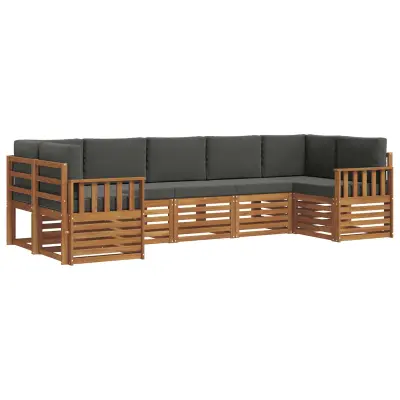 vidaXL Kotna sedežna garnitura z blazino 7 pcs Naravna in antracitna