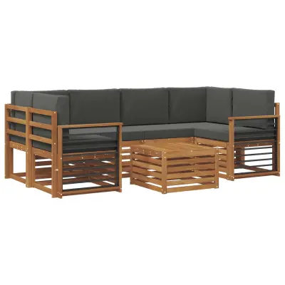 vidaXL Zunanja garnitura za sedenje 7 pcs Naravna in antracitna