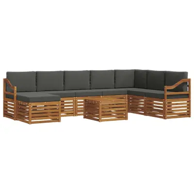 vidaXL Zunanja garnitura za sedenje 9 pcs Naravna in antracitna