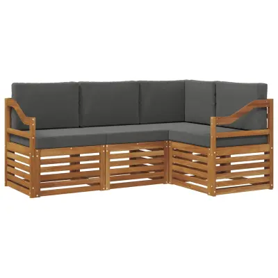 vidaXL Sedežne garniture z blazino 4 pcs Naravna in antracitna
