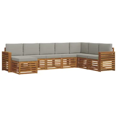 vidaXL Zunanja garnitura za sedenje 8 pcs Naravna in svetlo siva