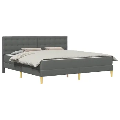 vidaXL Posteljni okvir z vzmetnico Temno siva 180 x 200 cm blago