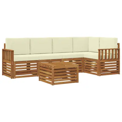 vidaXL Kotna sedežna garnitura z blazino 6 pcs Naravna in smetana