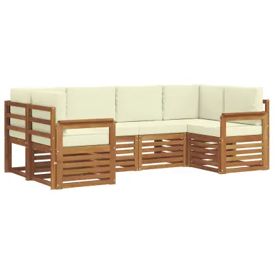 vidaXL Kotna sedežna garnitura z blazino 6 pcs Naravna in smetana