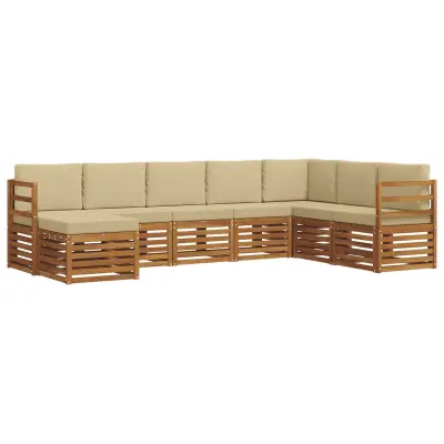 vidaXL Zunanja garnitura za sedenje z blazino 8 pcs Naravna in bež