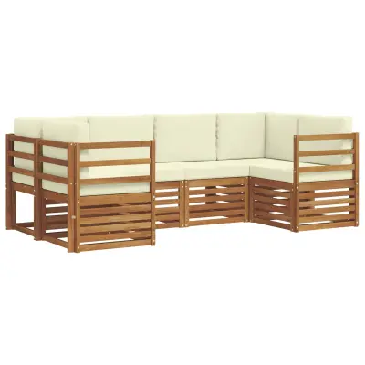 vidaXL Kotna sedežna garnitura z blazino 6 pcs Naravna in smetana