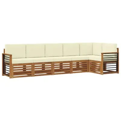 vidaXL Kotna sedežna garnitura z blazino 6 pcs Naravna in smetana