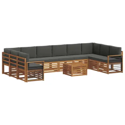 vidaXL Zunanja garnitura za sedenje 11 pcs Naravna in antracitna
