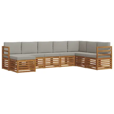 vidaXL Zunanja garnitura za sedenje 8 pcs Naravna in svetlo siva