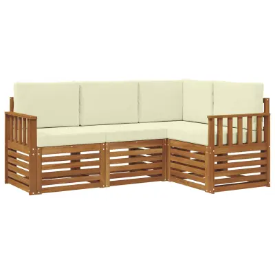 vidaXL Sedežne garniture 4 pcs Naravna in smetana Masiven les akacije