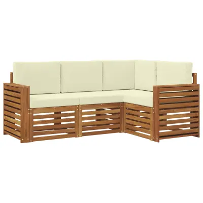 vidaXL Sedežne garniture 4 pcs Naravna in smetana Masiven les akacije