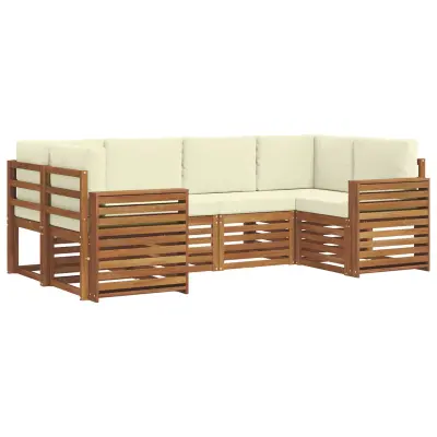 vidaXL Kotna sedežna garnitura z blazino 6 pcs Naravna in smetana