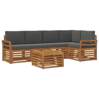 vidaXL Kotna sedežna garnitura z blazino 6 pcs Naravna in antracitna