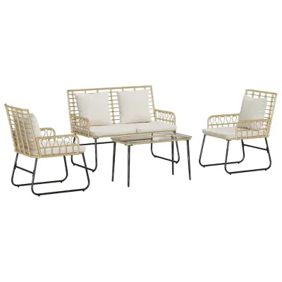 vidaXL Set vrtn furniture z blazino 4 pcs Črna in anthracit poli ratan