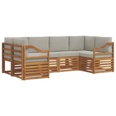 vidaXL Kotna sedežna garnitura z blazino 6 pcs Naravna in svetlo siva