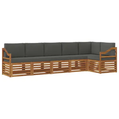vidaXL Kotna sedežna garnitura z blazino 6 pcs Naravna in antracitna