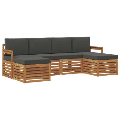 vidaXL Sedežne garniture z blazino 6 pcs Naravna in antracitna