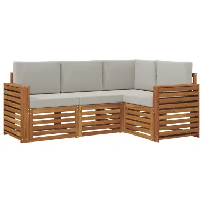 vidaXL Sedežne garniture z blazino 4 pcs Naravna in svetlo siva
