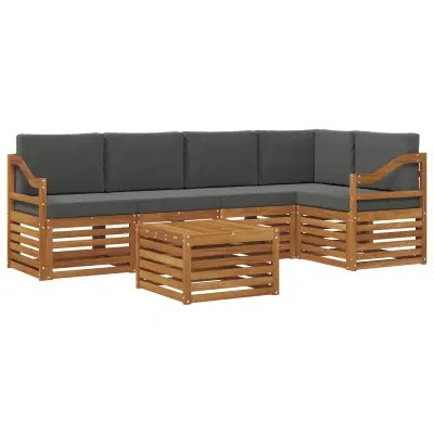 vidaXL Kotna sedežna garnitura z blazino 6 pcs Naravna in antracitna