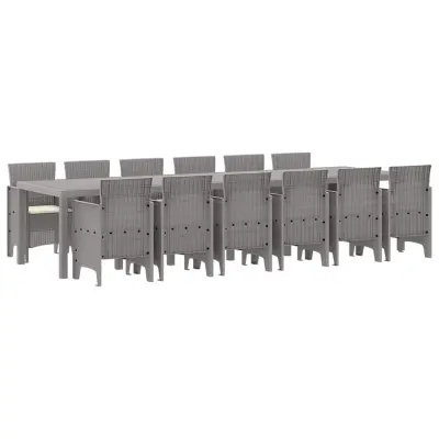 vidaXL Komplet za jedilnico v vrtu 13 pcs Svetlo siva Polt rattan