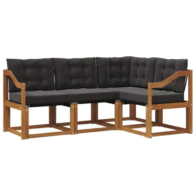 vidaXL Zunanja garnitura za sedenje z blazino 4 pcs Naravna in črna