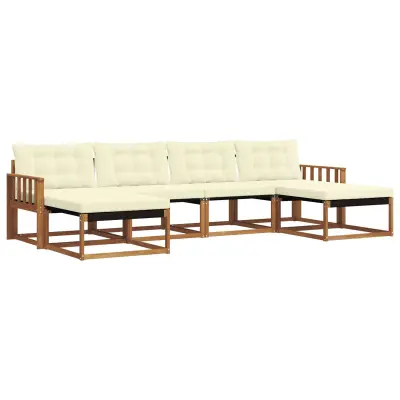 vidaXL Zunanja garnitura za sedenje z blazino 6 pcs Naravna in smetana