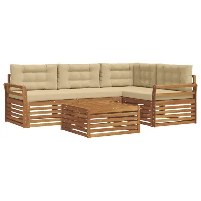 vidaXL Zunanja garnitura za sedenje z blazino 5 pcs Naravna in bež