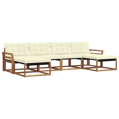 vidaXL Zunanja garnitura za sedenje z blazino 6 pcs Naravna in smetana