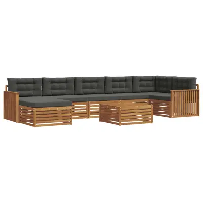 vidaXL Zunanja garnitura za sedenje 8 pcs Naravna in antracitna