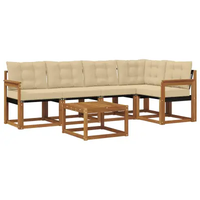 vidaXL Zunanja garnitura za sedenje z blazino 6 pcs Naravna in bež